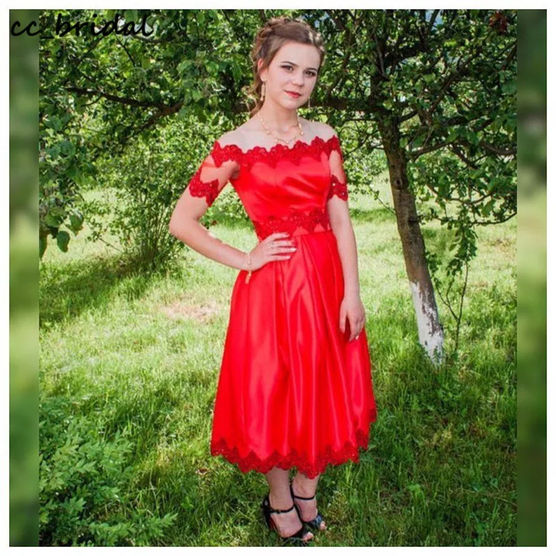 Потрясающие красные атласные Выпускные платья для 8-го класса 2020 элегантные