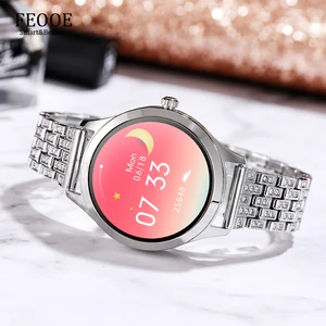 feooe smart watch women diamond strap diy watch stainless steel smart watch for women ip68 waterproof wearable devices free global shipping