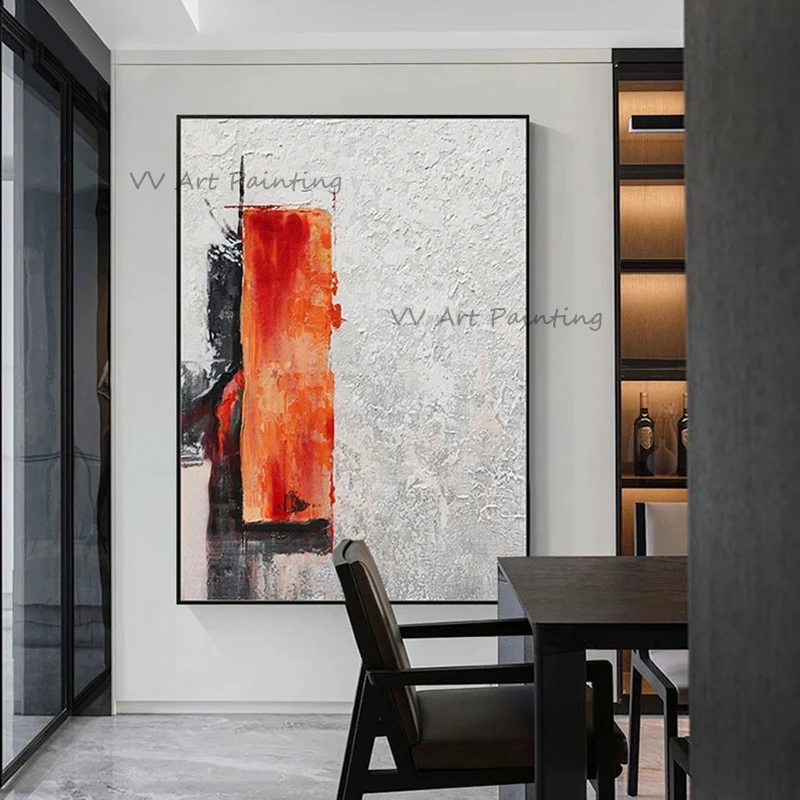 Картина большого размера ручной работы абстрактная оранжевая масляная живопись