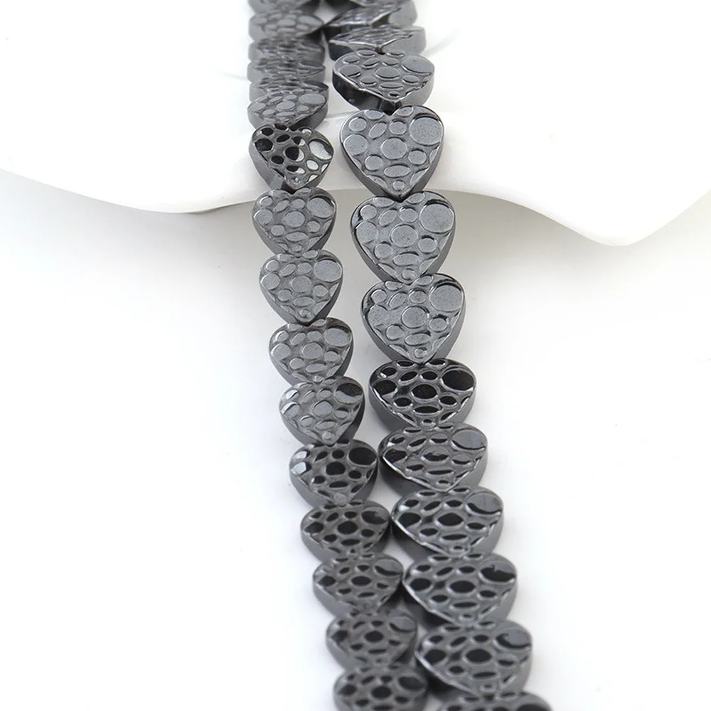 

Natural Stone Hematite Beads Peach Heart Hollow Printed Hematite Bead for Jewelry Bracelet Making DIY Bracelet Accessories