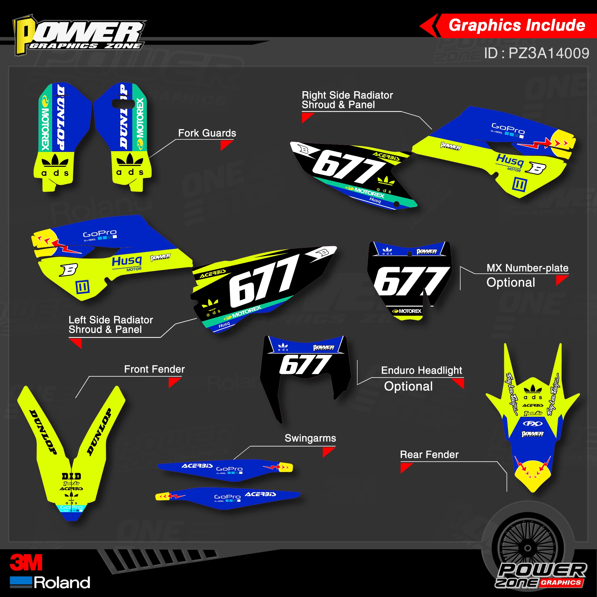 Персонализированные графические наклейки PowerZone Team 3M стикеры s Kit для Husqvarna 2014 15 TC FC