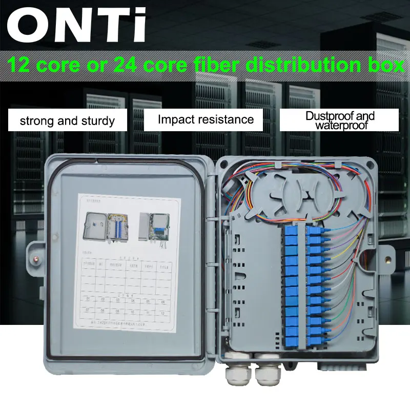 

ONTi 12 core or 24 core Termination FTTH fiber optic distribution box full with single mode pigtail SC adapter