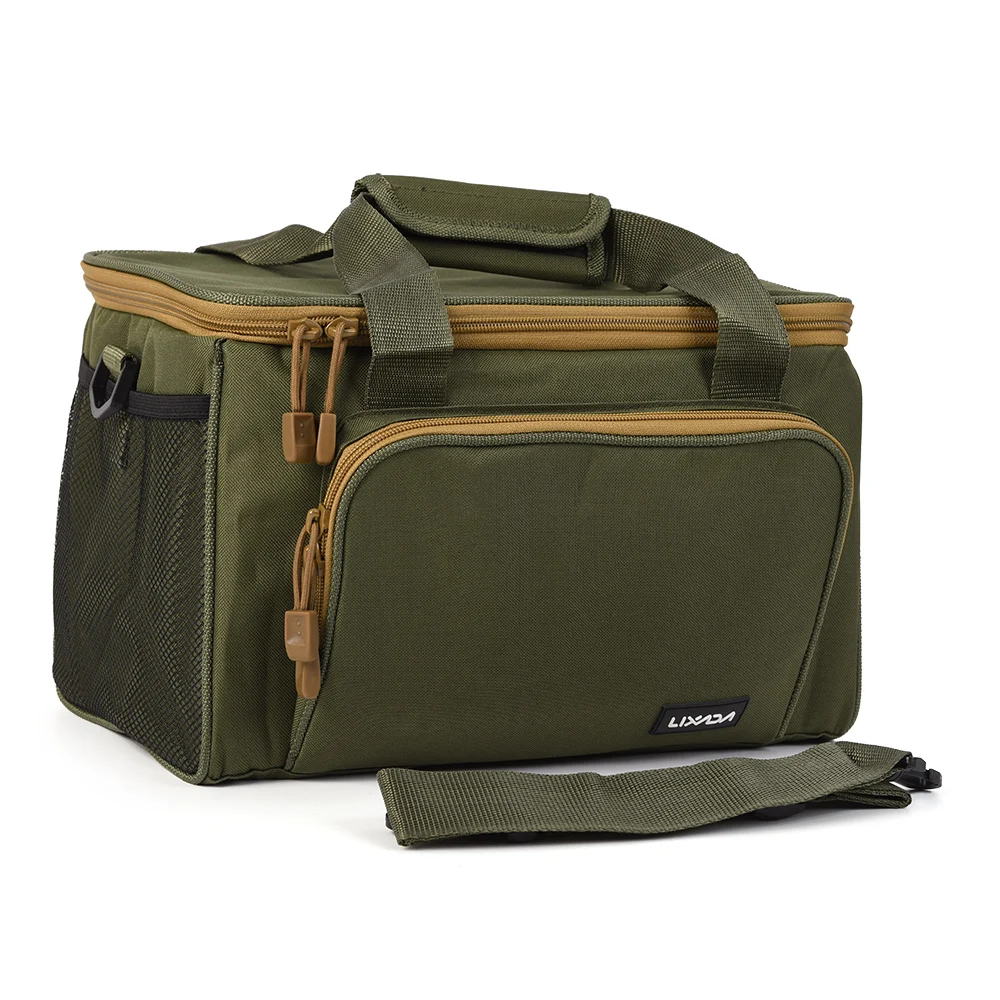 Lixada Portable Multifunctional Canvas Fishing Shoulder Bag Pack Tackle Lure Reel Pouch Case for Rods | Спорт и развлечения