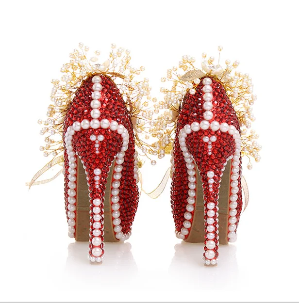 Туфли женские свадебные на очень высоком каблуке с жемчугом | Обувь