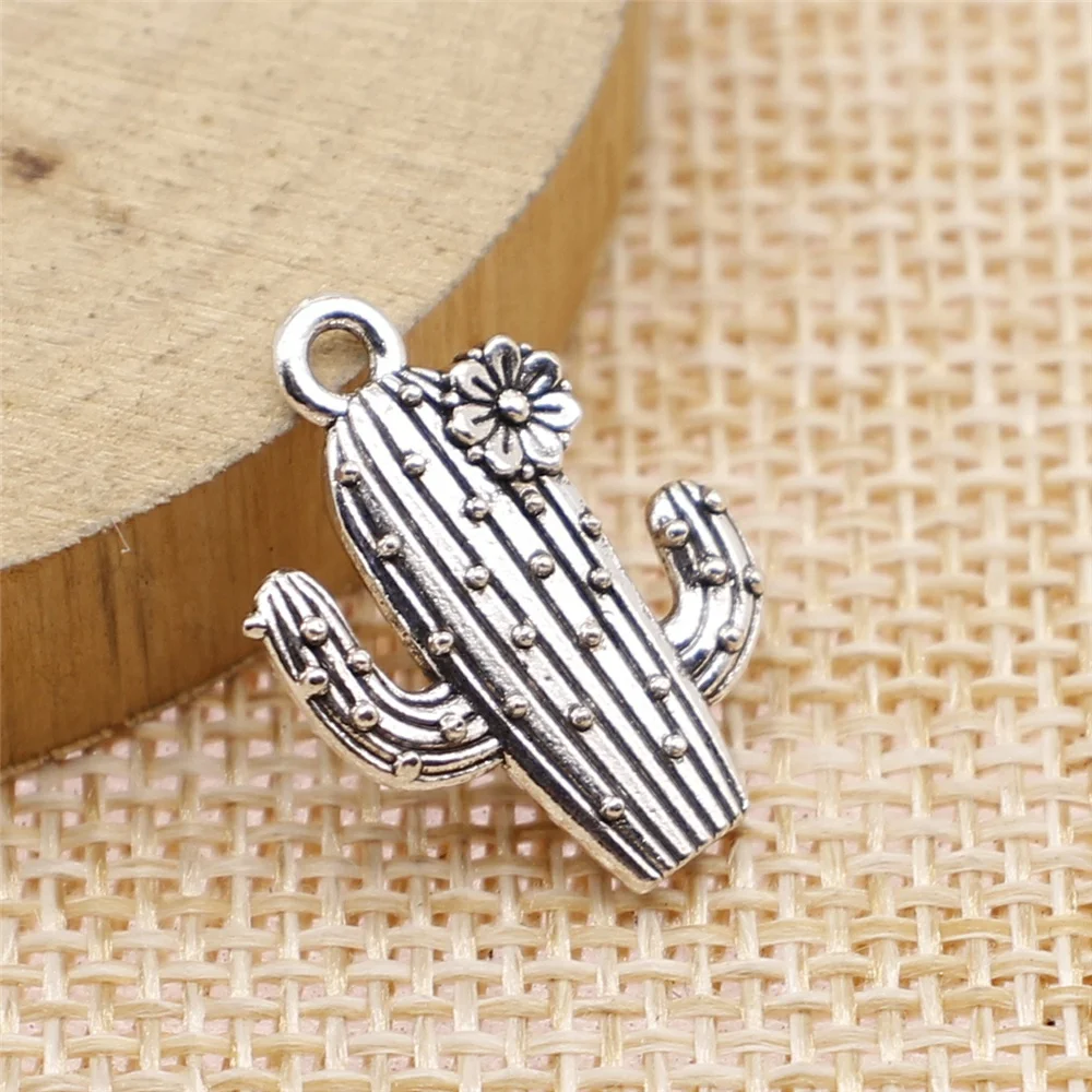 

Charms For Earrings 10pcs 20x14mm Antique Silver Color Cactus Charms