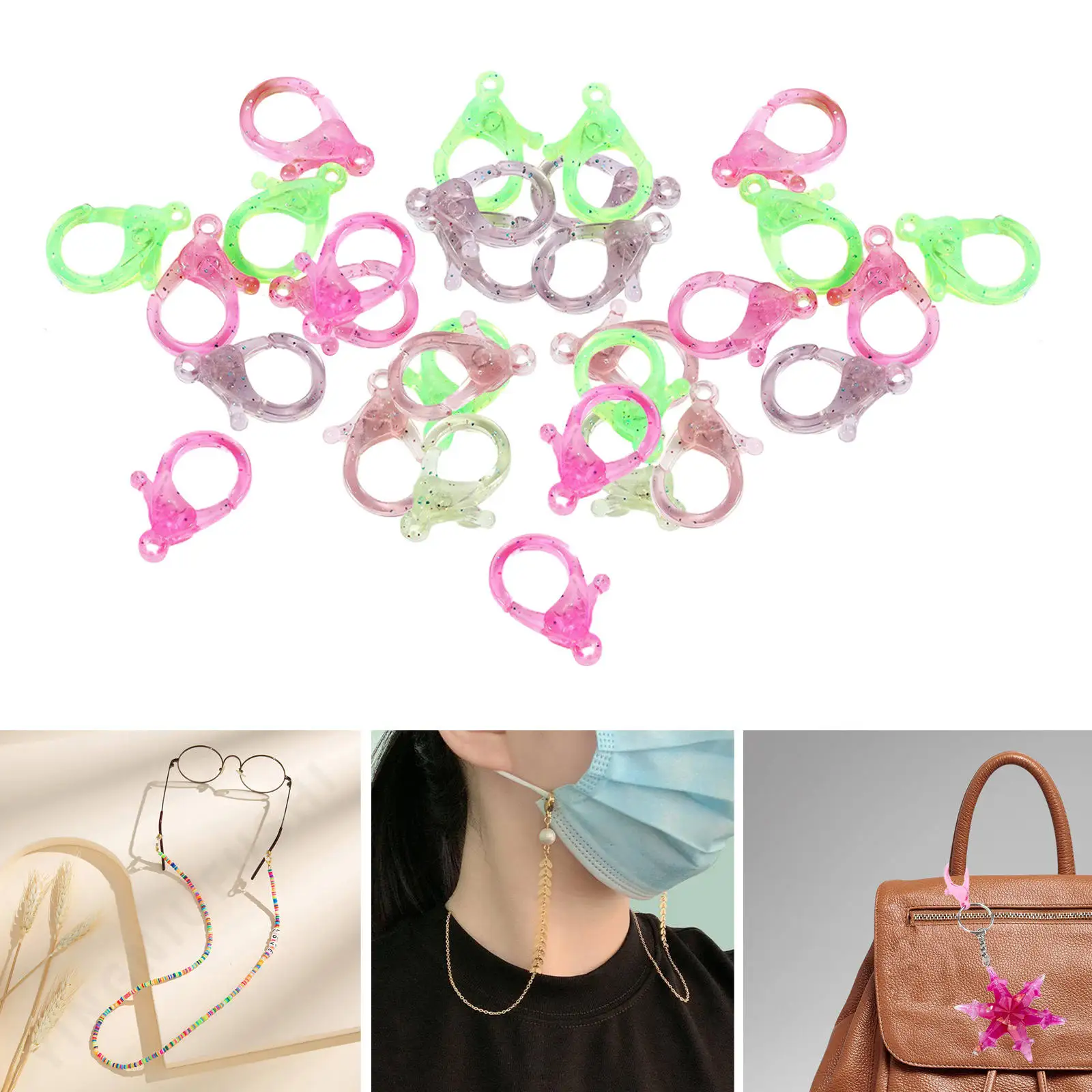 

30pcs Lobster Clasp Hooks Necklace Mask Chain Jewelry Making Supplies DIY Clip Jewelry Findings Claw Clasp DIY Crafts Keychain