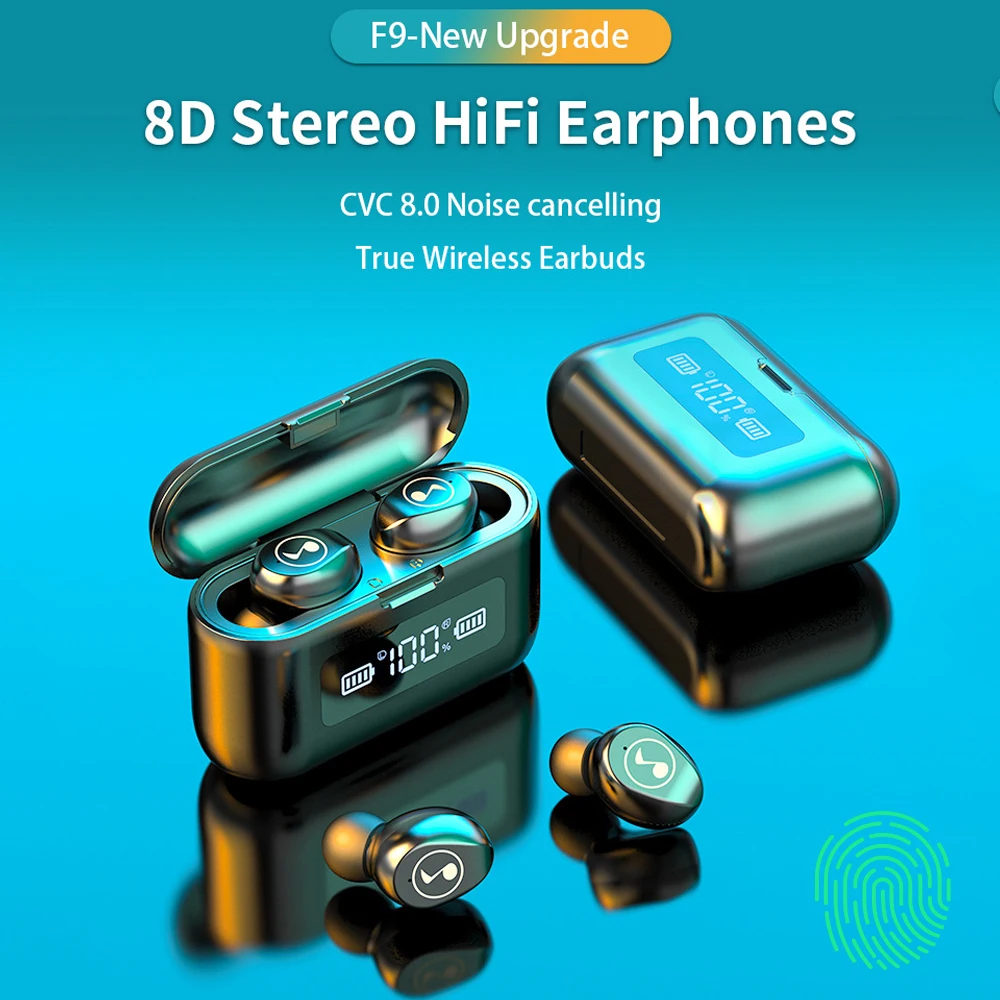 

8D Stereo earphone Bluetooth wireless TWS Earphones Gaming Headset mic Sport Headphones Waterproof Earbuds LED Display 2000mAH