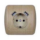 Розетка-удлинитель Европейская, 2020, 5 В, 2 а, с двойной вилкой USB, под дерево, E7