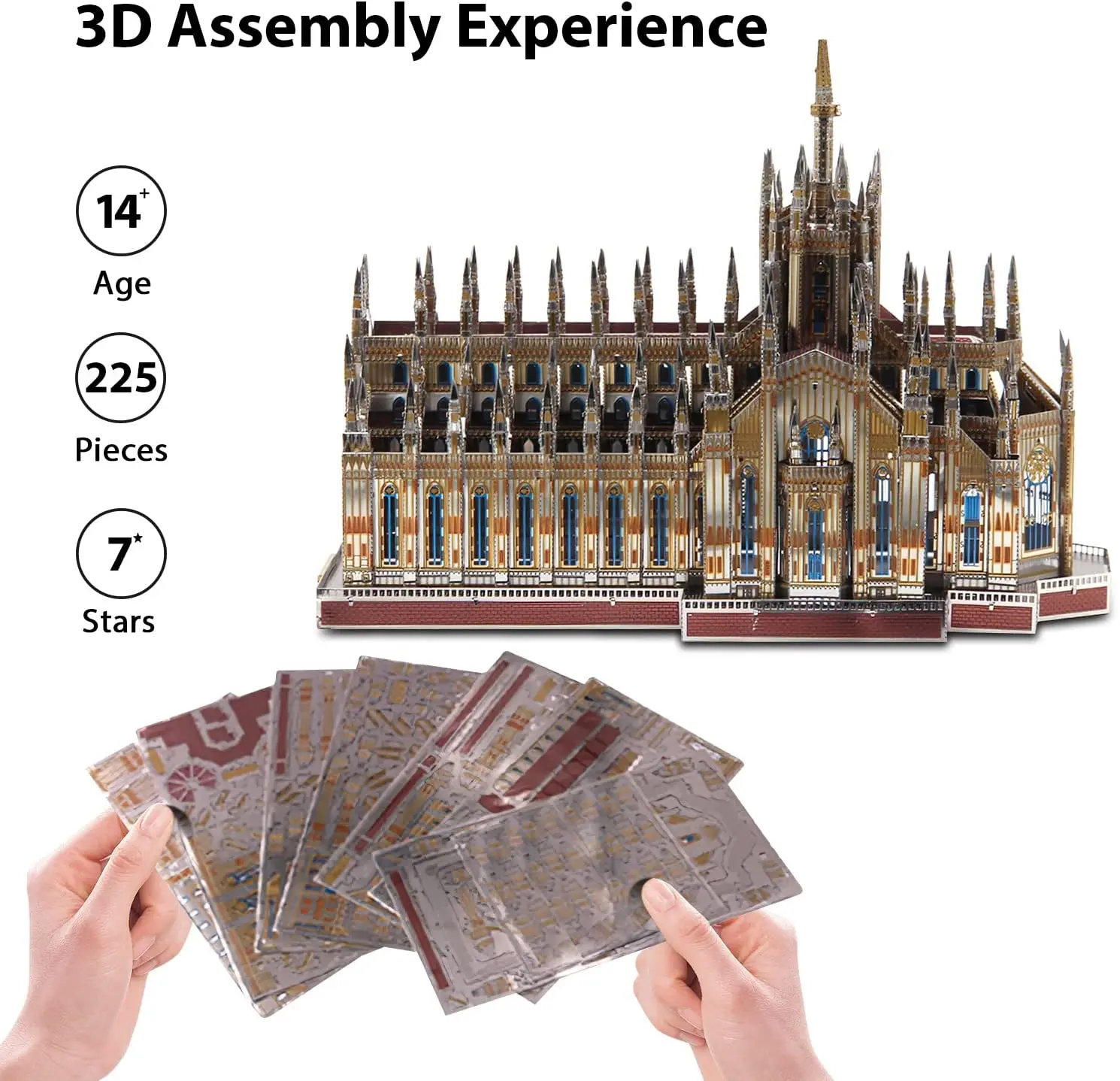Фото Металлический 3D-пазл Microworld, Миланский собор, Строительное искусство, лазерная вырезка, фотоигрушка, подарок на день рождения для подростков... №2
