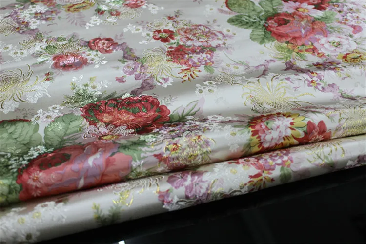 CF213 1 ярд фиолетовый пион китайский свадебное платье невесты ткань Cheongsam ткань фестиваль жаккардовые парчи DIY Ткань для шитья