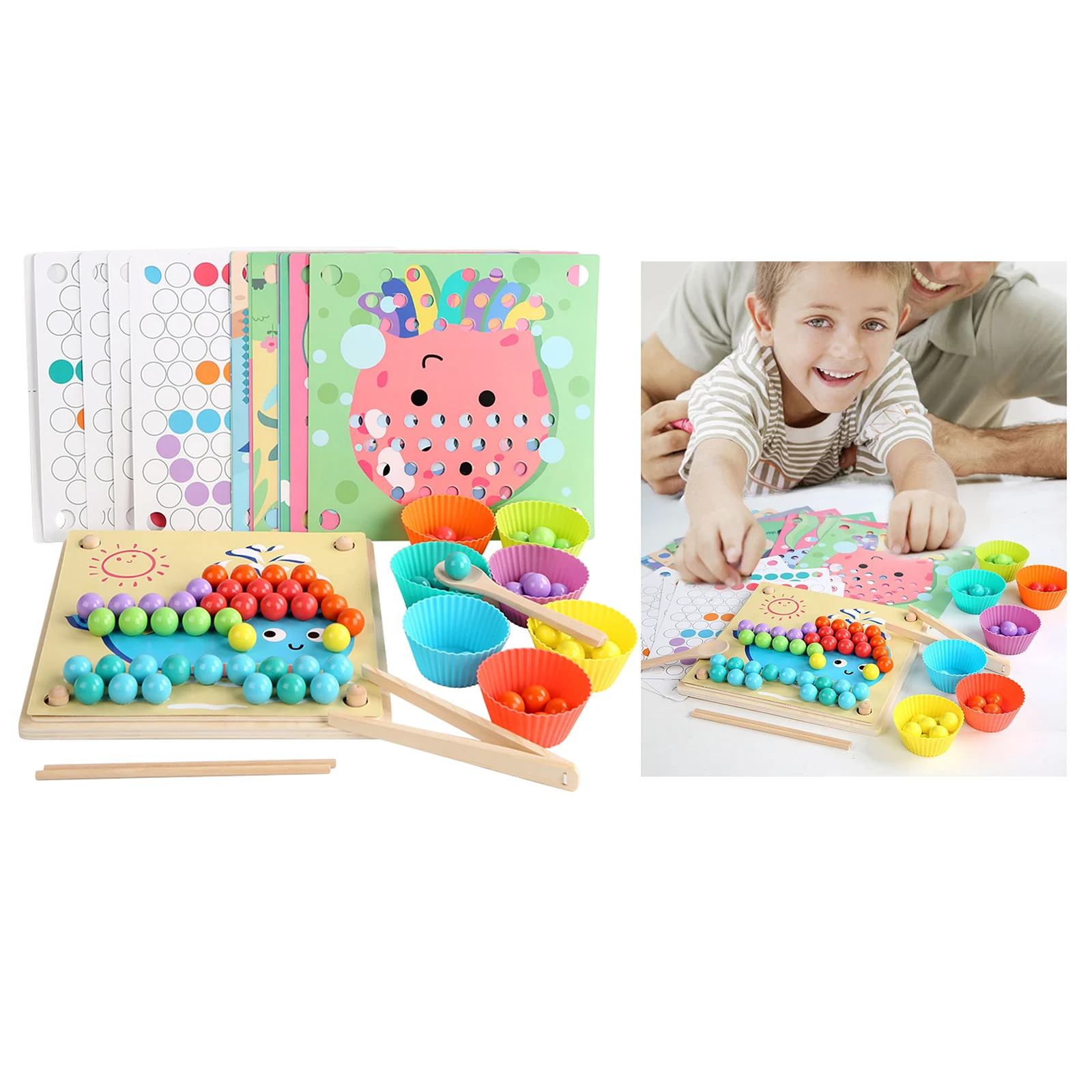 

Kids Wood Beads Game Go Games Learn Toys Matching Game for Children Gifts