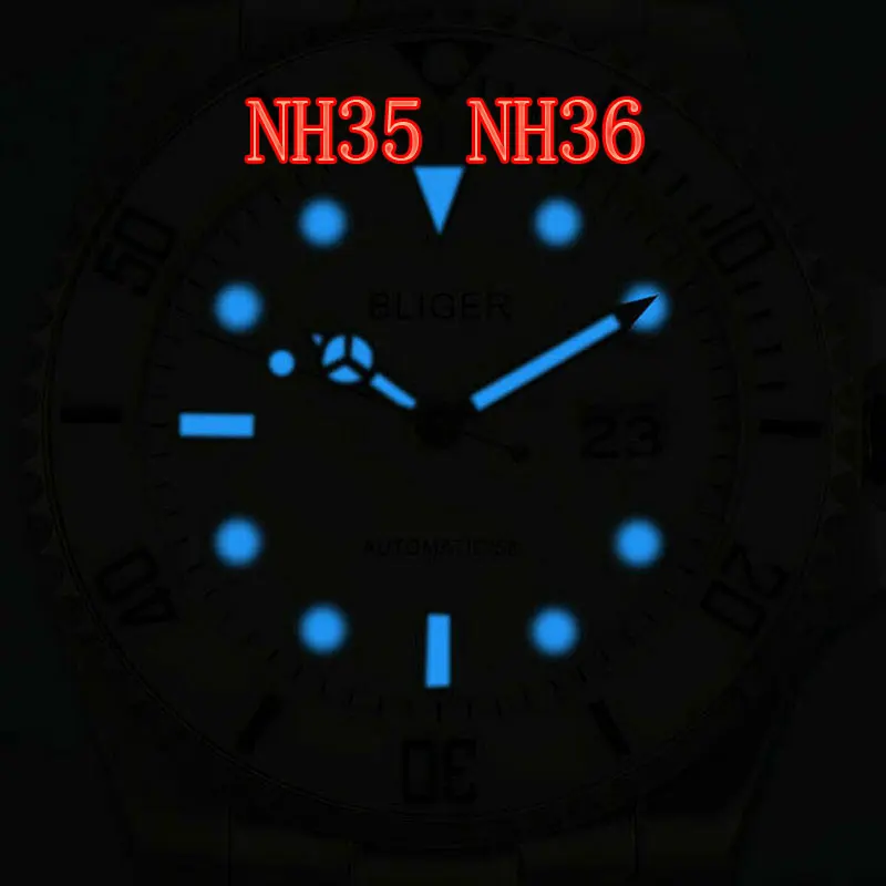 

40mm bliger black dial ceramic bezel NH35a automatic watch men's watch sapphire glass
