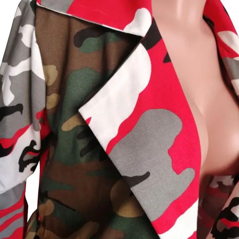 Военный Повседневный Камуфляжный тренч для женщин одежда размера плюс осень 2019