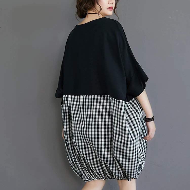 

COIGARSAM Patchwork Women dress Dresses Black 1020