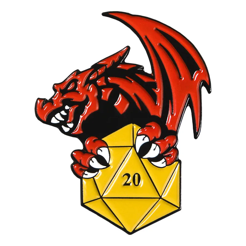 Style9 Подземелья и Драконы эмали штырь D20 DnD 20 двусторонняя игра в кости брошки и шпильки значки ролевые игры игра в кости игра для любителей значок на лацкан - Окраска металла: Style9