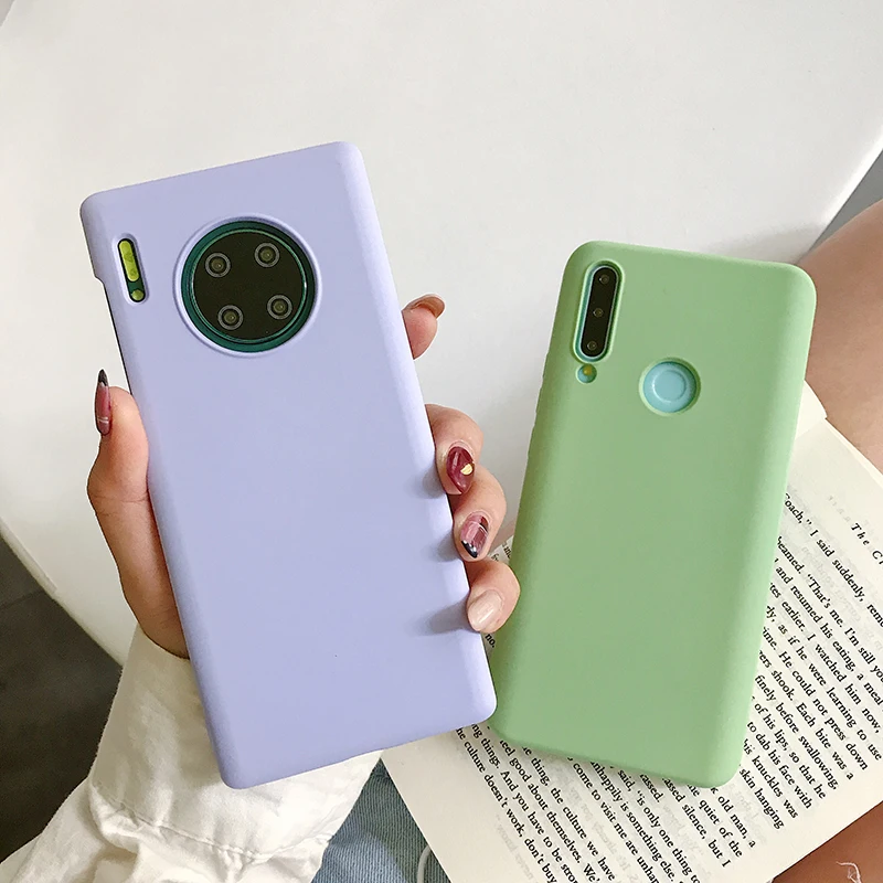 Мягкий силиконовый чехол для телефона ярких цветов для huawei Y9 Y5 Y6 Prime Y7 Pro P30 Lite P20 mate 30 mate 20 Lite mate 10 Простой Чехол