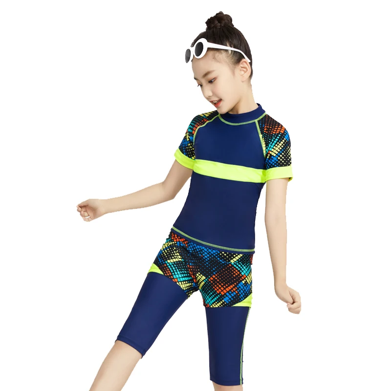 2020 спортивный купальник для девочек, детский купальник из двух частей, купальник для девушек, короткий купальник для серфинга, гидрокостюм ...