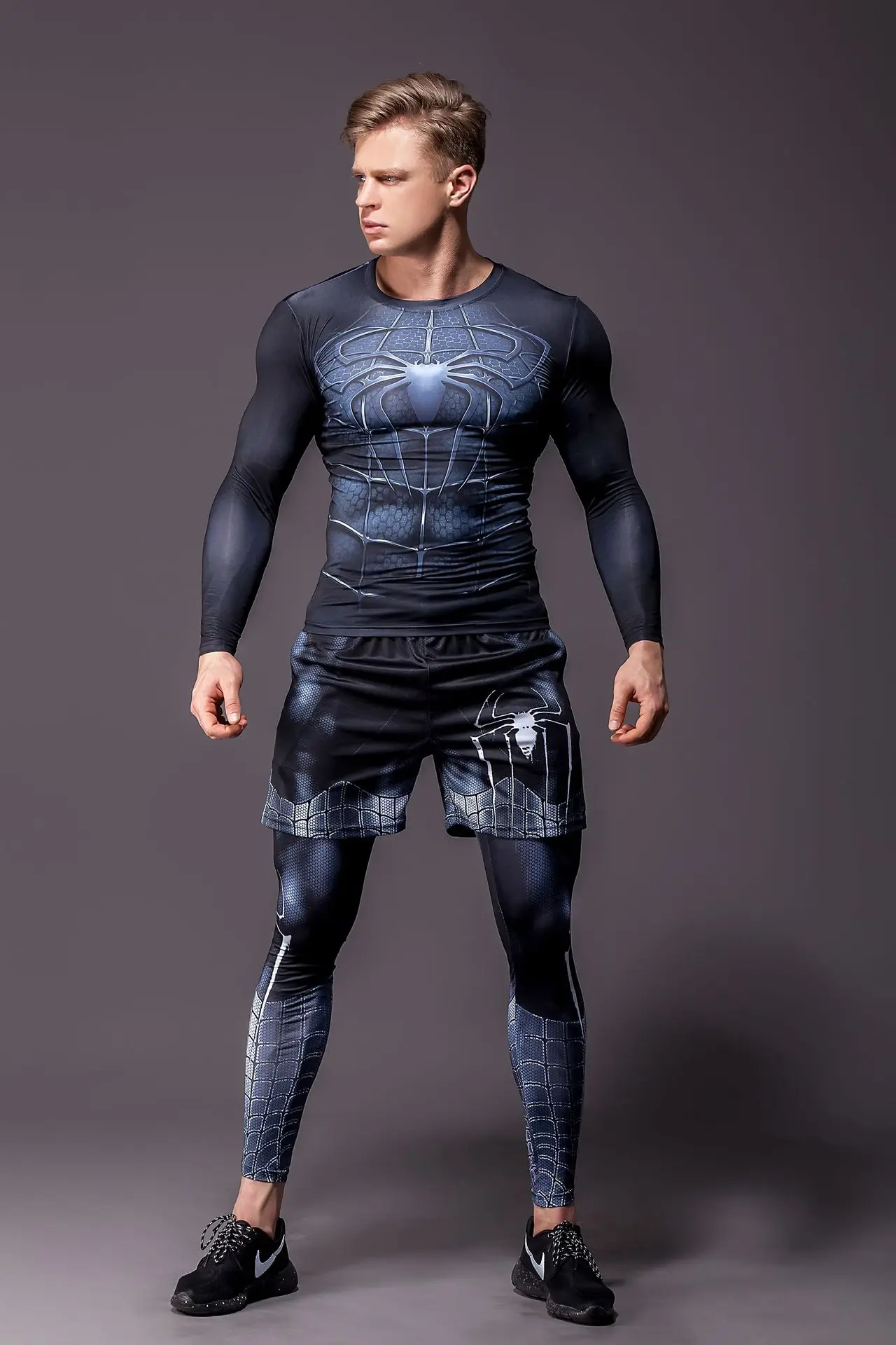 

Cross Border Men Sports Fitness Clothes Wicking Training Clothes Running Quick Dry Tights Basketball Sports Two-Piece Suit