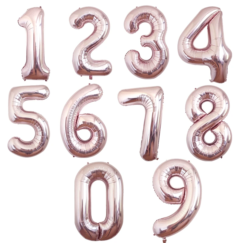 

40 Inch Rose Gold Number Aluminum Foil Balloons Large Thin Version Digital Kids Adult Birthday Party Decorations Ballon Supplies