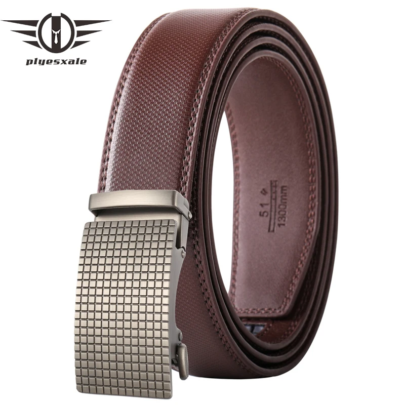 Fashion Plaid Automatic Buckle Belt For Men Luxury Mens Designer Belts High Quality Brown Genuine Leather Waist Belt Male B528