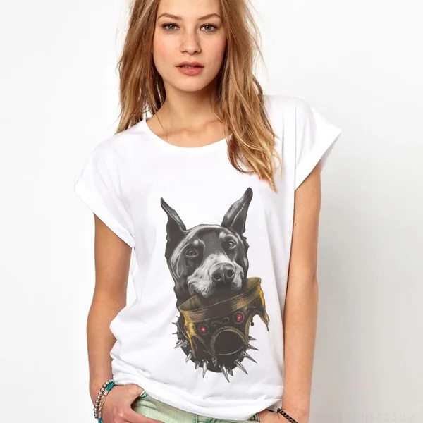 

Doberman Pinscher Crown Women Clothes Unsiex Women's Crewneck HighQuality Casual Tees Clothes Women T-shirt