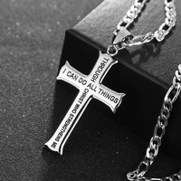 juno christian mens stainless steel ascetic i can do everything through christ cross purity necklace