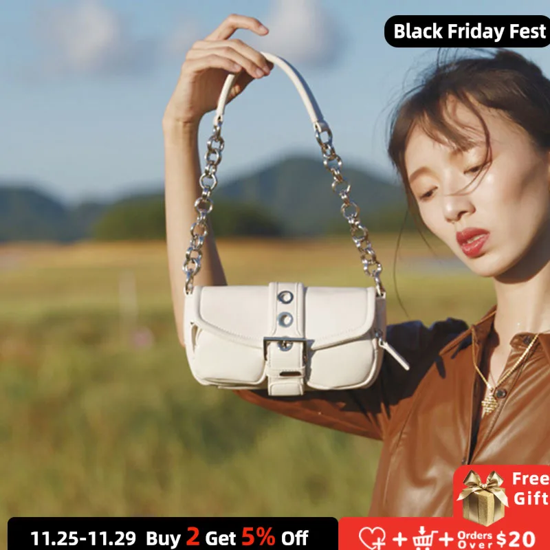 

Fashion Design Women Chain Shoulder Bags PU Leather Ladies Clutch Purse Handbags Vintage Female Small Baguette Underarm Bag