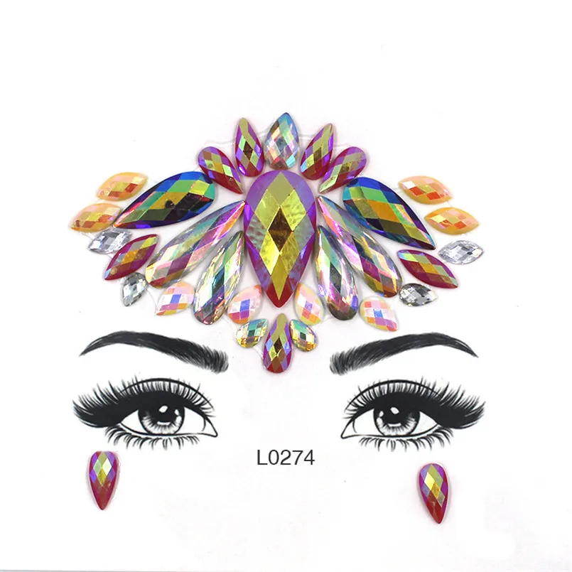 Акриловые наклейки для украшения цветные стразы наклейка лица s женщин бровей