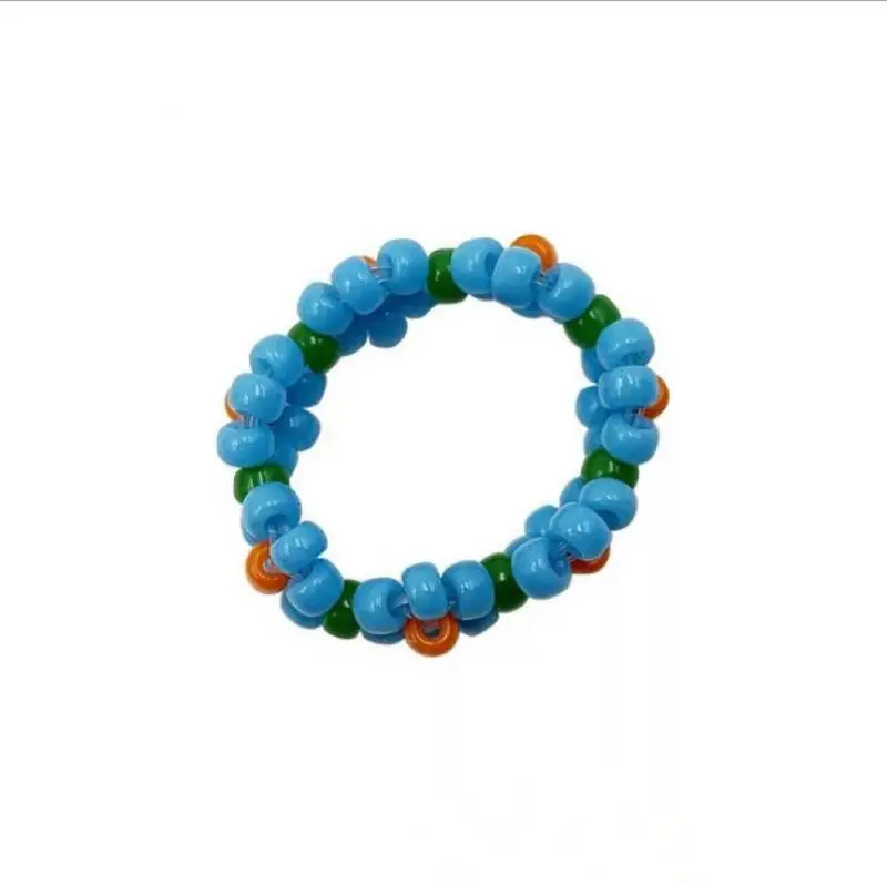 

Multicolor Small Flower Ring Fashion Hand-Woven Beaded Ring Rice Bead Ring Female Girl Accessories Small Fresh Style Ring