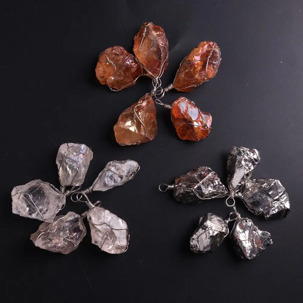 12 шт./лот ожерелье из натурального камня неправильной формы дымчатого кварца