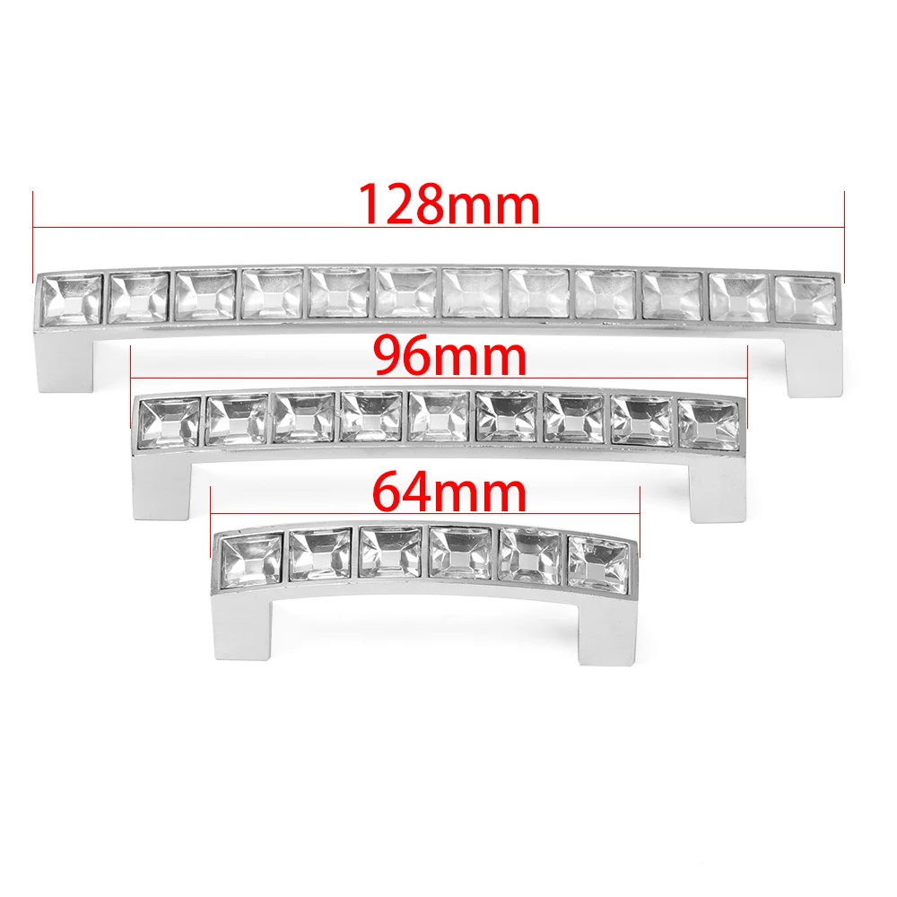 Хрустальные стеклянные ручки для шкафа серебристые Ручки выдвижной ящик ручка