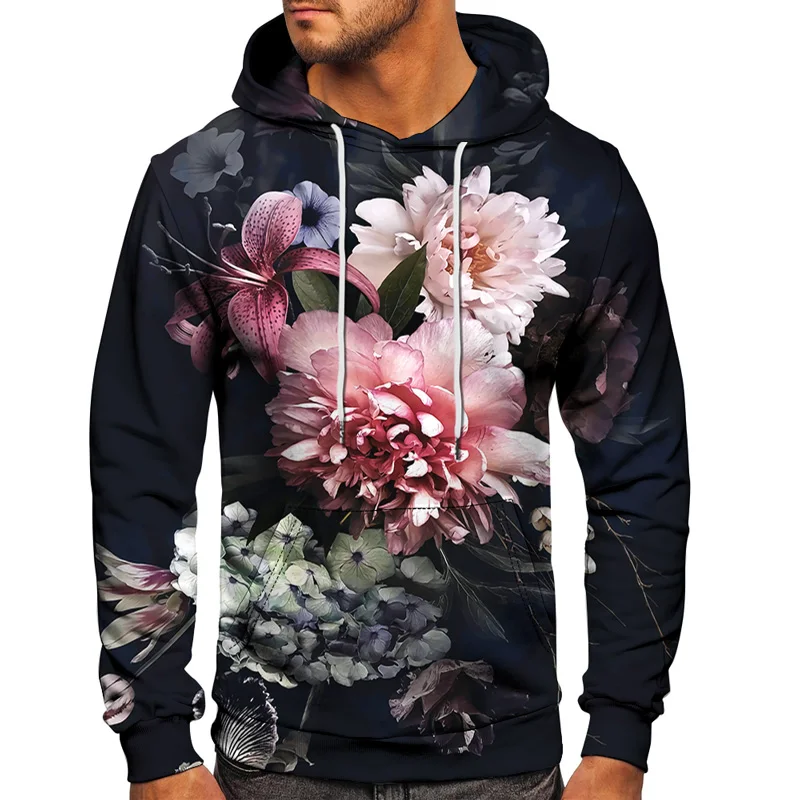 

Flowers Printed Oversized Hoodies Men's and Women's Harajuku Pullover Casual Fashion Unisex Sweatshirts Hoodie Winter 2021 New
