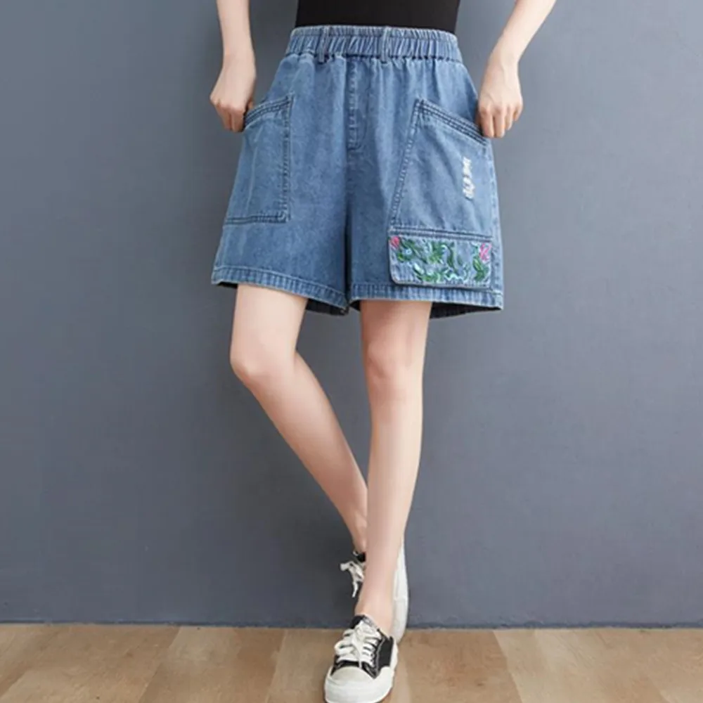 Fashion Denim Shorts Women High Waist Summer Pants Loose Wide Leg Jeans | Женская одежда