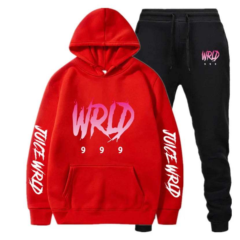 

2 Pieces Sets Tracksuit Men Rapper Juice Wrld Hooded Sweatshirt Pants Pullover Hoodie Sportwear Sweat Suit Casual Sportsuits