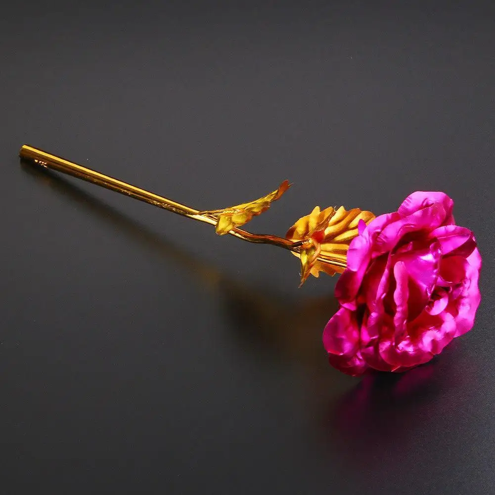 

24K Foil Plated Rose Gold Rose Valentine's Day Creative Rose Wedding Lover Lighting Gift Lover Love Forever Decor Lasts Gif B7Y0