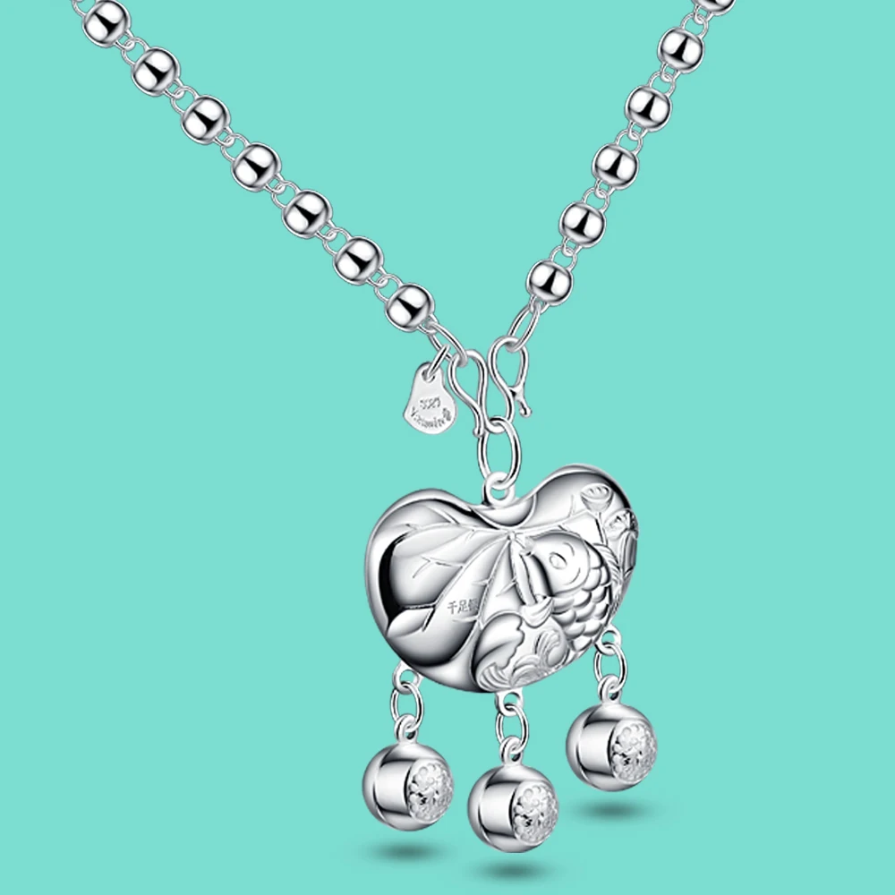 925 стерлингового серебра женское ожерелье в китайском стиле подвеска форме рыбы