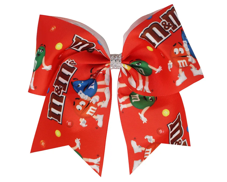 Новые 7 дюймовые банты для волос с принтом девочек эластичные ленты из полиэстера