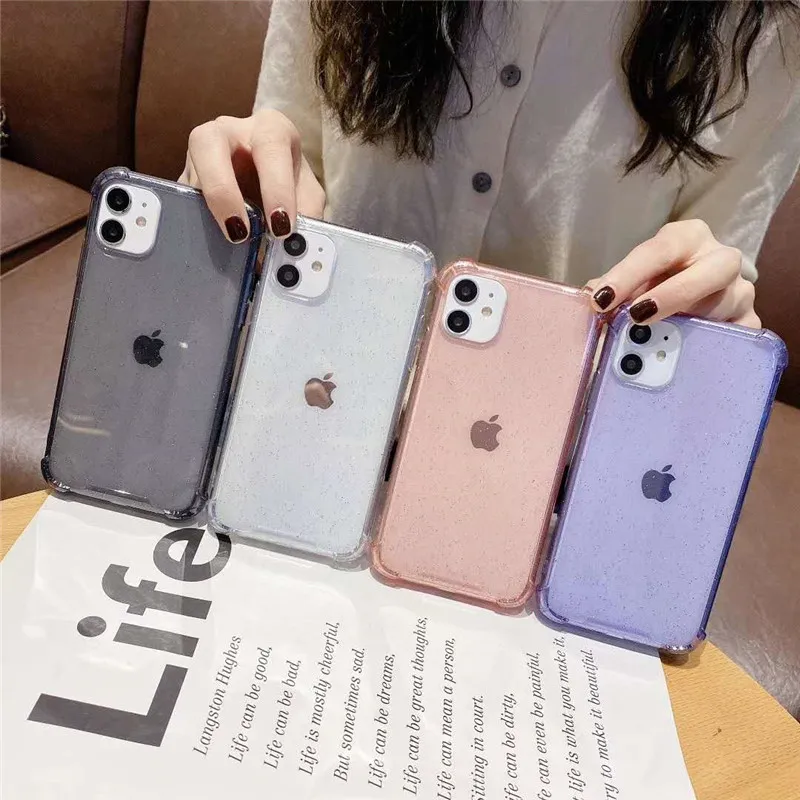 Прозрачный блестящий чехол из ТПУ для телефона iPhone 11 Pro Max Xs X XR SE 2020 7 8 Plus 6S 6 чехлы