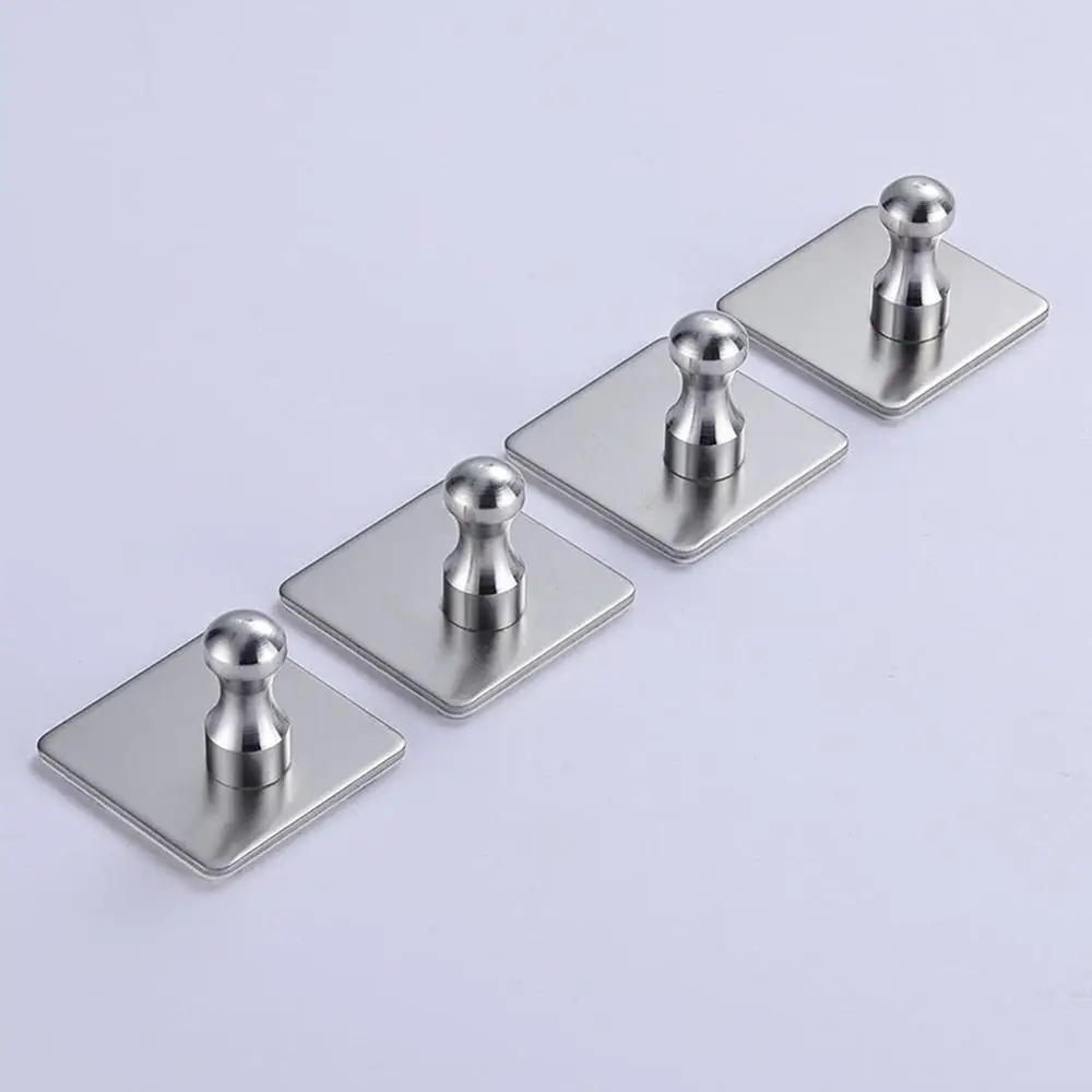 

4pcs/Set Creative Mental Stainless Steel Hook Kitchen Bathroom Scratch-free Strong Adhesive 304 Stainless Steel Hook