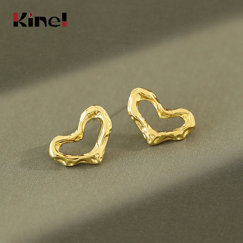

Kinel Silver 925 Jewelry Simple Design Heart Small Stud Earrings Korean Genuine 925 Sterling Silver Earrings for Women
