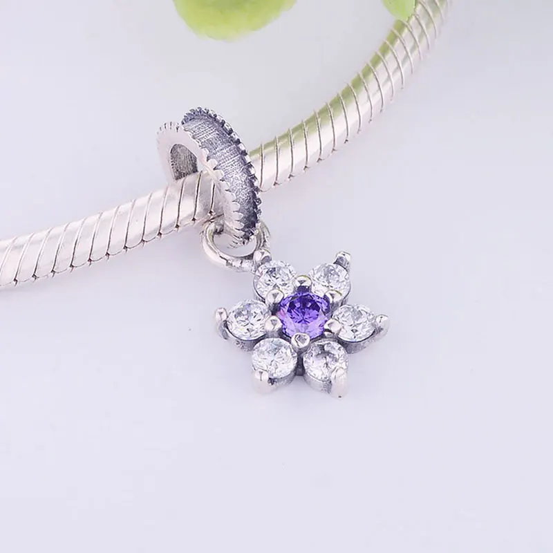 Женский браслет из серебра 925 пробы с фиолетовым прозрачным Цирконом|Бусины| |