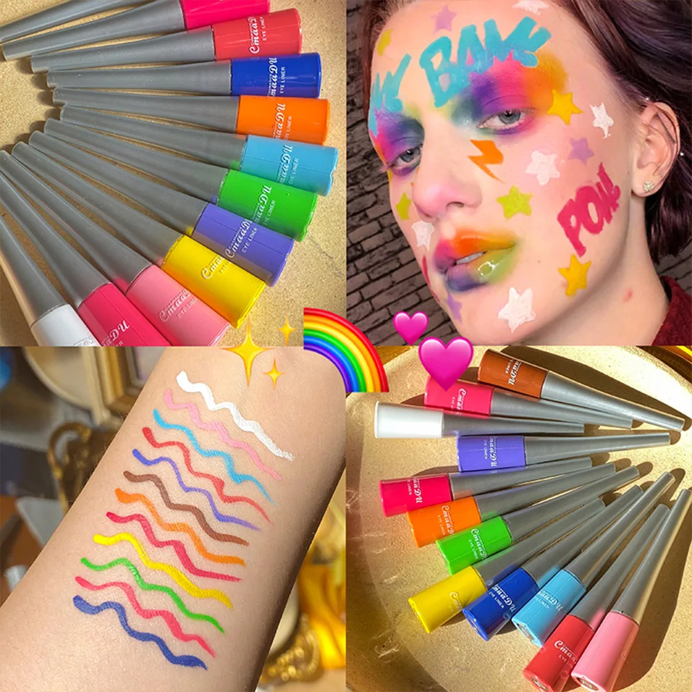

17 Colors Neon Liquid Eyeliner Pencil Waterproof Colorful Blue Green Yellow White Eye Liner Pen Women Makeup Eyes Cosmetics
