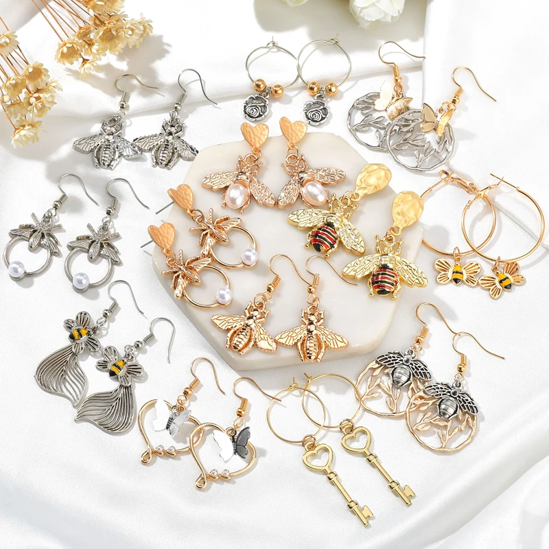 Корейские ретро серьги с имитацией жемчуга в виде сердца и бабочки модные