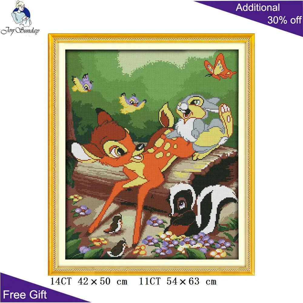 Домашнее украшение с животными Joy Sunday C114 C662 C688(2) вышивка оленем и кроликом наборы