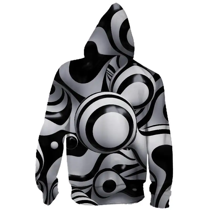 Black and white ball 3D Print Cosplay Hoodies Sweatshirts Casual Zipper streetwear men/women Velvet hooded Coat Jacket | Мужская одежда