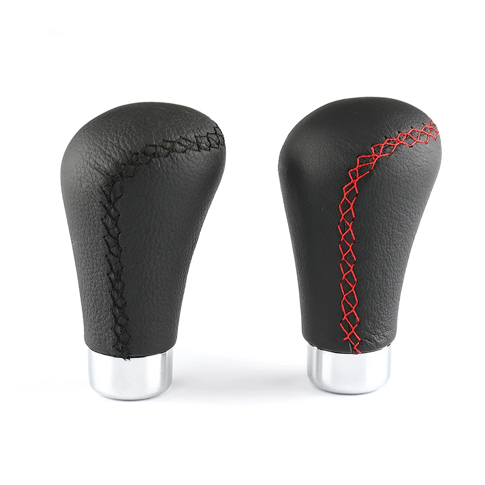 

Ручка рычага переключения передач автомобильная, кожаный рычаг переключения передач, ручная Рычажная головка, алюминиевые ручки