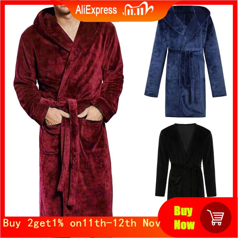 

THINKTHENDO NEW Mens & Ladies Cotton Hooded Bathrobe Towelling Bath robe Dressing Gownx1