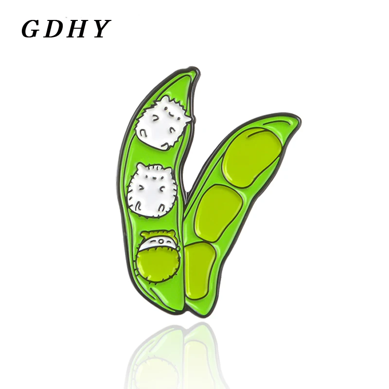 Брошь с зеленым горохом GDHY эмалированная брошь в виде Ежика для лацкана свитера