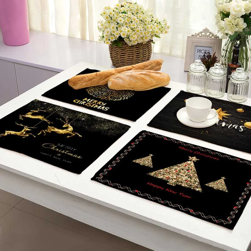 Рождественская хлопковая льняная подстилка с изображением снежинки оленя