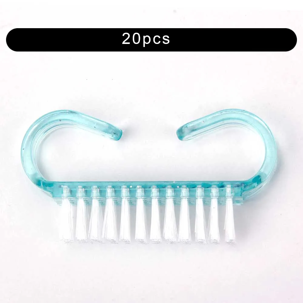 20pcs Bright Green Чистящая щетка для ногтей маникюр педикюр инструменты Ручка гель удаление для очистки от пыли уход пластик косметика для ногтей кисти для женщин - Цвет: 20pcs Bright Green